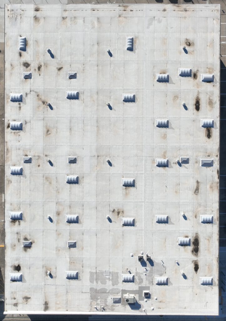 This is an image of a rooftop that was taken with a drone.